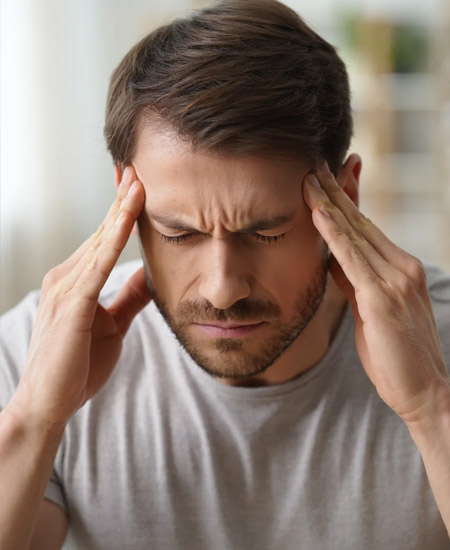 Мужчина держится за голову руками